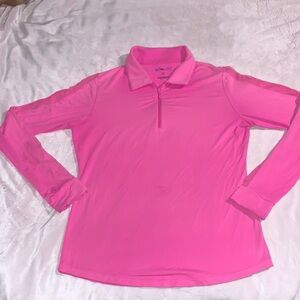 IBKUL Vibrant Pink Women’s Long Sleeve 1/4 zip Golf, Tennis, Pickleball UPF UV